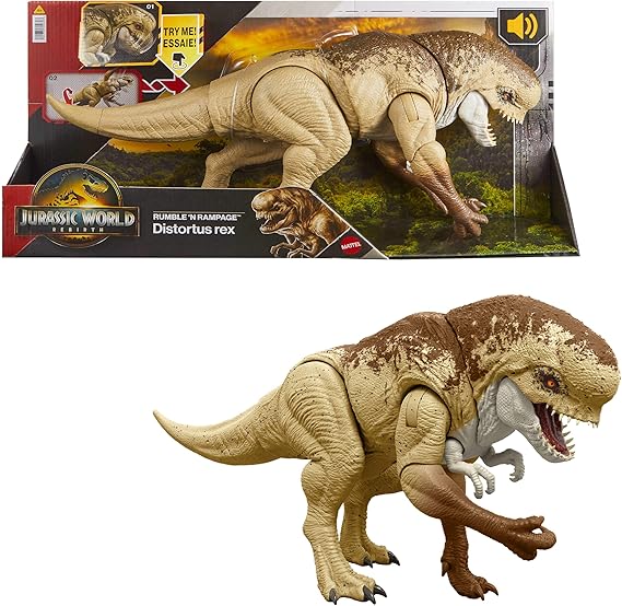 Mattel Jurassic World Rebirth Distortus Rex Rumble N Rampage Figure