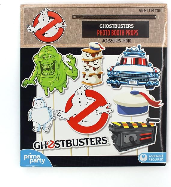 Ghostbusters Photo Booth Props Set with No-Ghost Logo and Mini-Pufts - Includes Black Eyemask, 15 Themed Props Including Slimer, the Ecto1, and Mini-Pufts