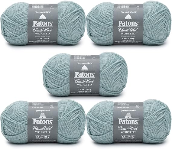 Patons Classic Wool Seafoam Yarn - 5 Pack of 3.5oz/100g - Wool - 4 Medium - 210 Yards - Knitting/Crochet