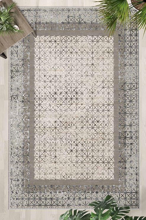 Monnhein Krem Halı 1491 - Yıkanabilir, Kaymaz Taban, Dijital Baskılı, Leke Tutmaz, İnce Hav, Modern Salon, Oturma Odası, Yatak Odası ve Mutfak için Dekoratif Halı