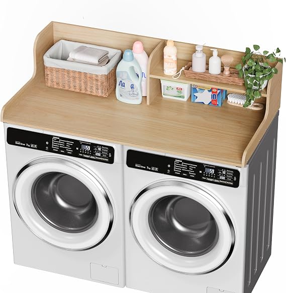 DTK Washer Dryer Wood Countertop with Shelf, 54 Laundry Countertop,Natural