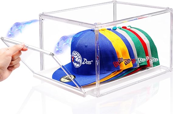 Hat Storage Box for Baseball Cap, Stackable Hat Organizer Drawer, Clear