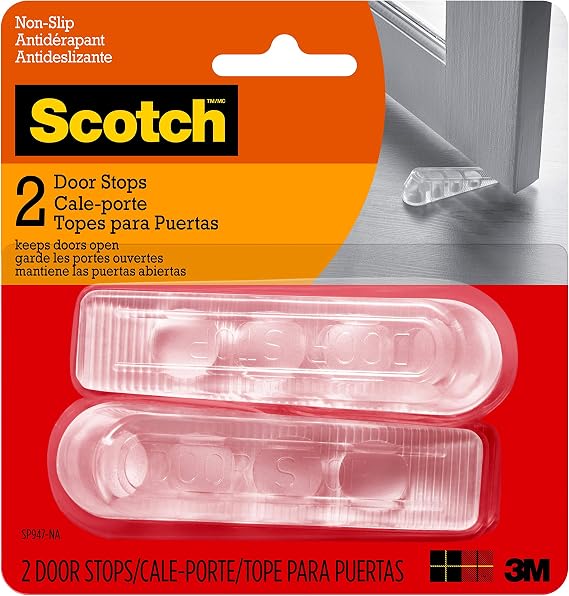 Scotch Door Stoppers, 2 Count, 1-1/8 in., Flexible Material Assures Snug Fit Under Doors, Easy to Use Stops for Bottom of Door (SP947)