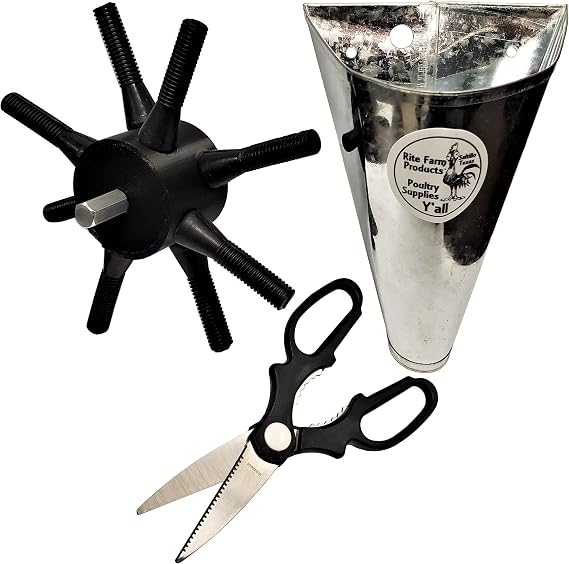 Combo KIT S8 Quail Drill Plucker, Extra Small Kill Cone & Processing Scissors