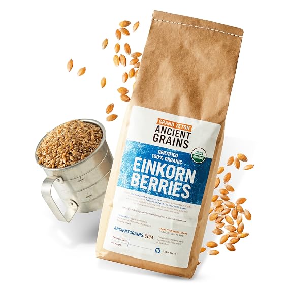 Grand Teton Ancient Grains - 100% Organic Einkorn Berries, Premium Food-Grade Farro Piccolo, For Milling into Flour, Baking,Pilafs, Soups, 2.5 lbs