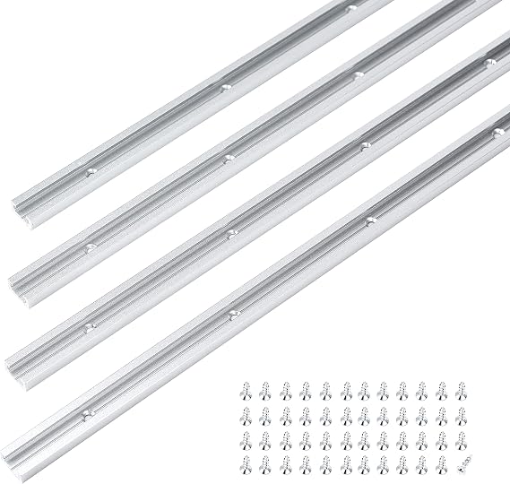 Aluminum T-Track 48 Inch for woodworking table saws -Silver -4PK