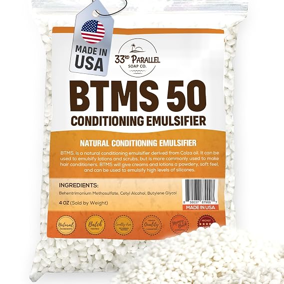 33rd PARALLEL | BTMS 50 (4 oz) Conditioning Emulsifier | 100% Natural Plant Derived | Behentrimonium Methosulfate Cetearyl Alcohol Emulsifying Conditioner | Product of USA (4 Ounces)