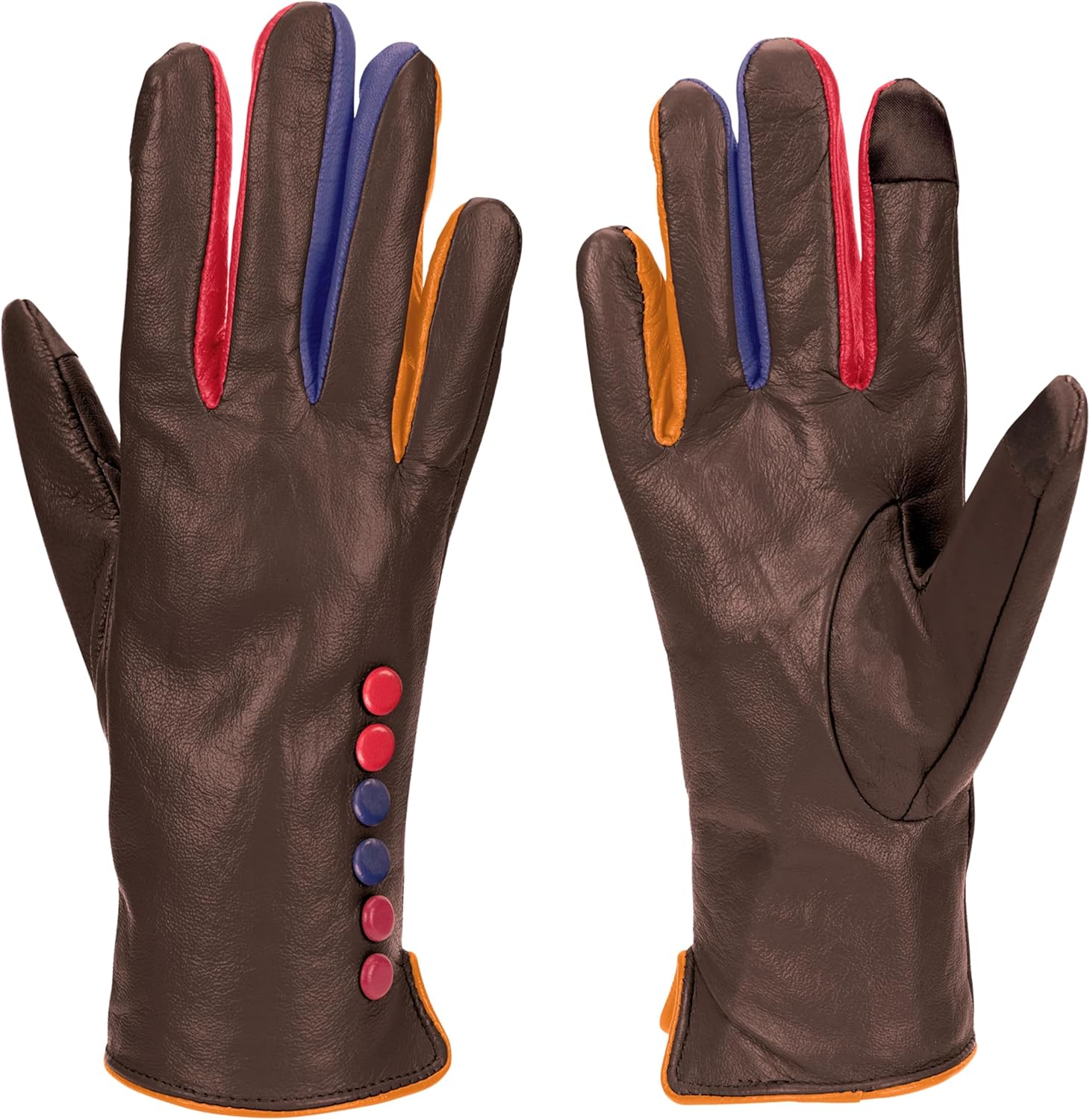 Vera Tucci Tiffany G01 Originals Designer Luxurious Leather Winter Gloves - Ladies Designer Fingerless Mittens
