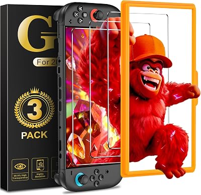 3 Pack Tempered Glass Screen Protector Compatible with Nintendo Switch 2 2025, Transparent HD Clear Anti-Scratch Screen Protector Skin Set with Alignment Frame,Easy Install Kit, Case Friendly 7.9