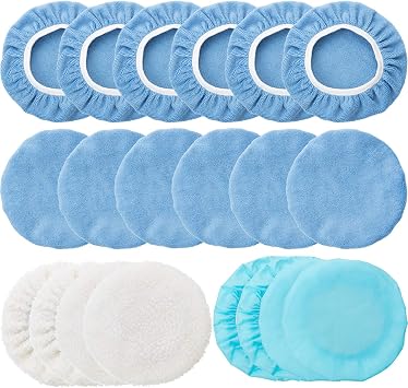 Mudder 20 Pieces 9 to 10 Inches Buffer Pads Car Polisher Bonnet Orbital Buffer Bonnets Microfiber Polishing Pad Cover