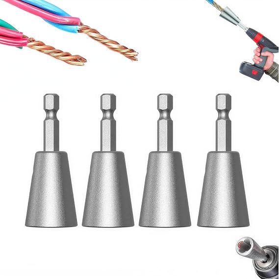 Wire Stripping and Twisting Tool, Cable Quick Stripping, Automatic Stripper for Drill, Connector Tool, Portable Nut Twister for Electrical Power Drill (4pcs)