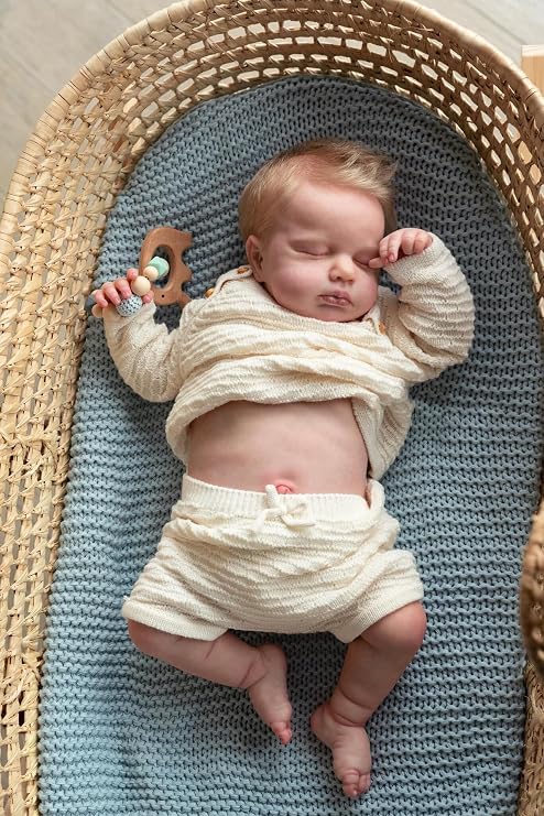 Angelbaby 19 inch Lovely Reborn Baby Dolls Silicone Full Body Sleeping Lifelike Real Baby Doll that Look Real Realistic Newborn Boy Doll Washable Detailed Reborn Dolls with Clothes for Child Toys