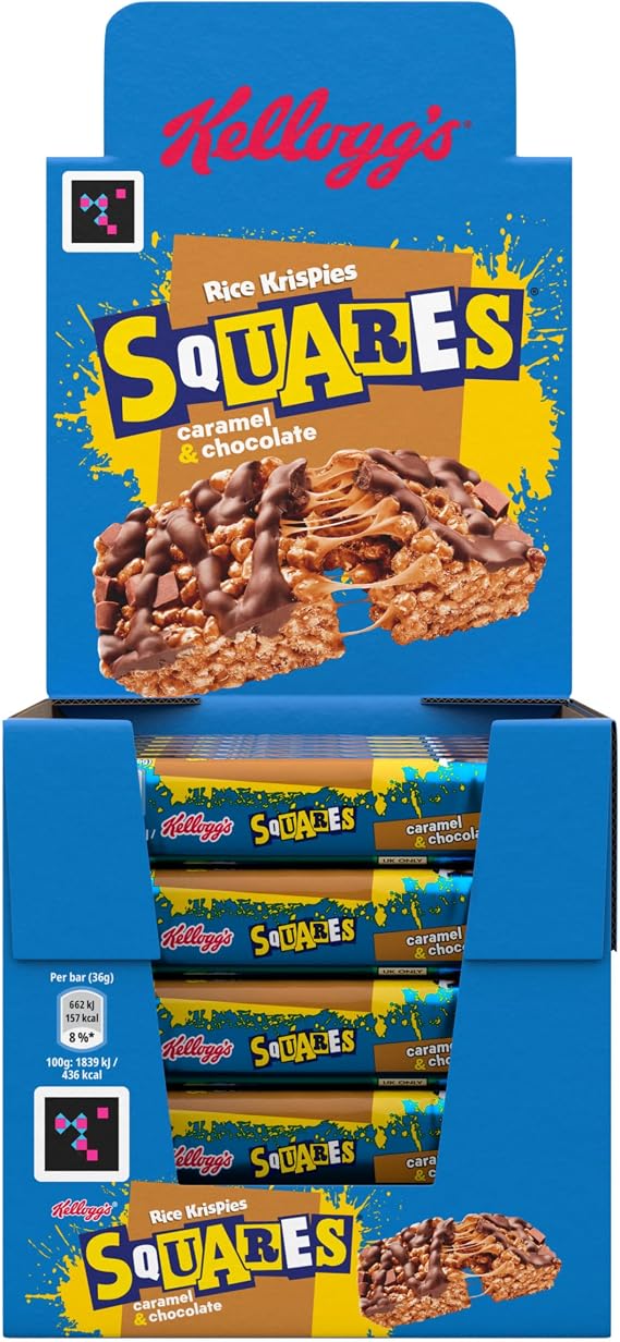 Kellogg's Rice Krispies Squares Chocolate Caramel Snack Bars 30x36g (Pack of 30)
