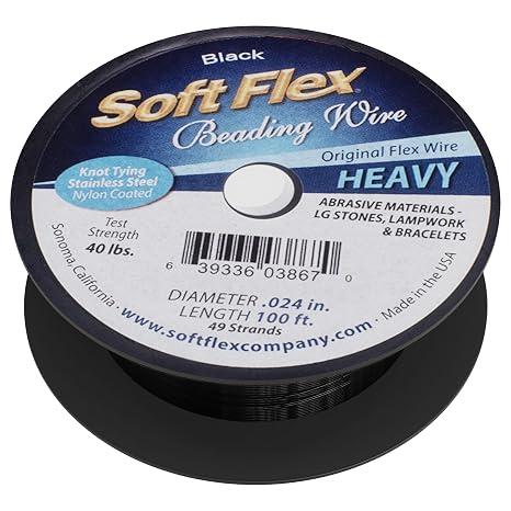 Soft Flex 49 Strand Beading Wire - Heavy 0.24 Diameter - 100 Feet Nylon Design Wire