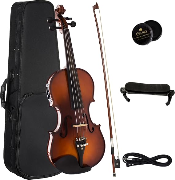 Cecilio 4/4 Acoustic Electric Violin, Solid Spruce Top, Antique Varnish