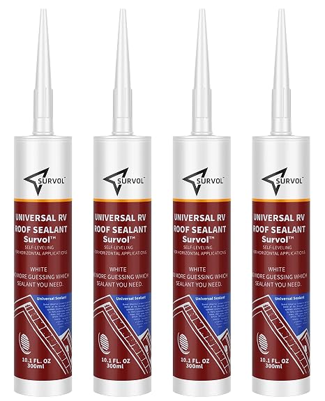 Survol SelfLeveling White RV Roof Sealant 4Pack Lap Caulk for Camper Vent & Roof Leak Repair