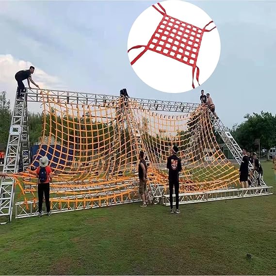 Heavy Duty Cargo Lifting Net Flat Cargo Net, Suspended Cargo Net, Elastic Cargo Net, Rope Lifting Net, Truck Cargo Net Nylon sling nets(4 X 4M/Mesh 20cm/Load 3t)