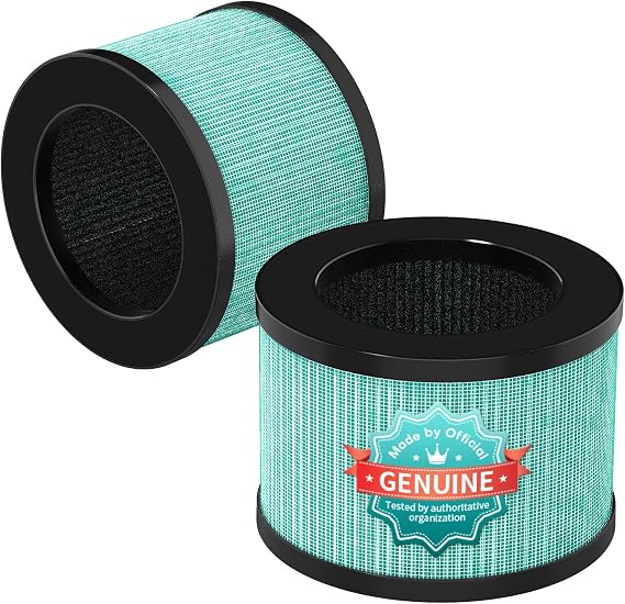 VOOPNU 2-Pack Replacement Filter, 4-in-1 H13 True HEPA & Efficiency Activated Carbon, for Pet Hair, Odors, Pollen, Smoke, Green