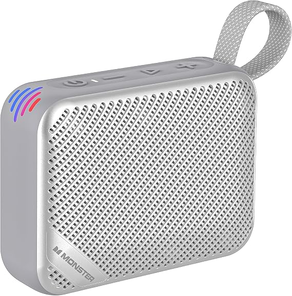 Monster S360 Portable Bluetooth Speaker, IPX7 Waterproof, Bluetooth 6.0, 20H Playtime, Powerful Stereo Sound, Support TF Card, Clear Hands-Free Calling Speaker for Home, Outdoors and Travel, Gray