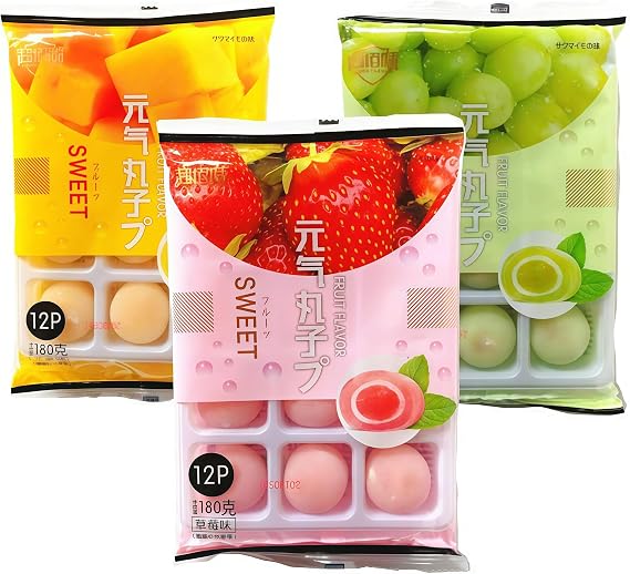 DAMAICHUHAI Mochi Fruit Rice Cake Daifuku Dessert 19oz (Approximately 540g) Mochi Snacks Asian Snacks.