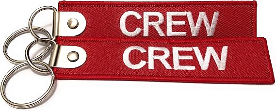 Premium Embroidered Crew Luggage Tag - Red/White -Set of 2 - Aviamart