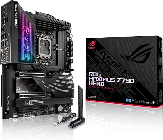 ASUS ROG Maximus Z790 Hero Gaming Motherboard Socket Intel LGA1700 (ATX DDR5 Memory 5x M.2 PCIe 5.0 WiFi 6E Thunderbolt 4 PCIe Slot Q-Release Aura Sync)