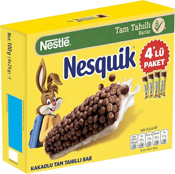 Nesquik Kakaolu Tam Tahıllı Bar 25 Gram 4'lü Paket