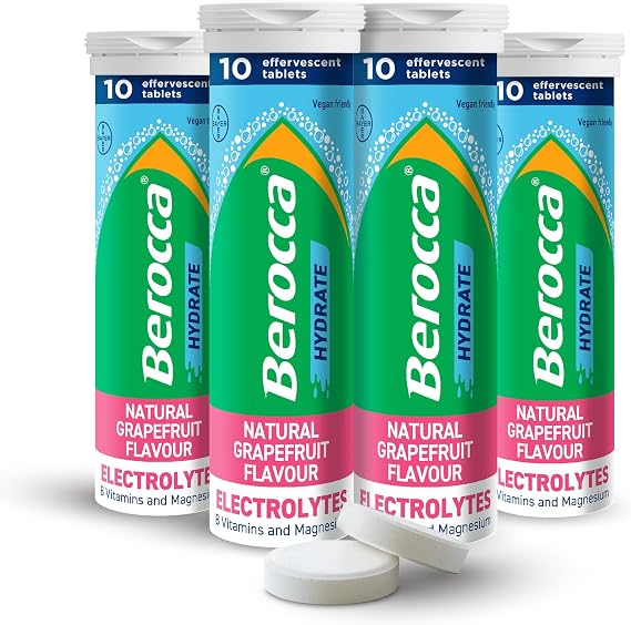 Berocca Hydrate Effervescent Tablets, Grapefruit Flavour, 40 Tablets