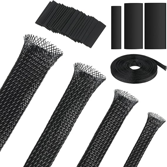 Tatuo 65.6ft Braided Cable Sleeve Expandable Wire Sheathing(Black)