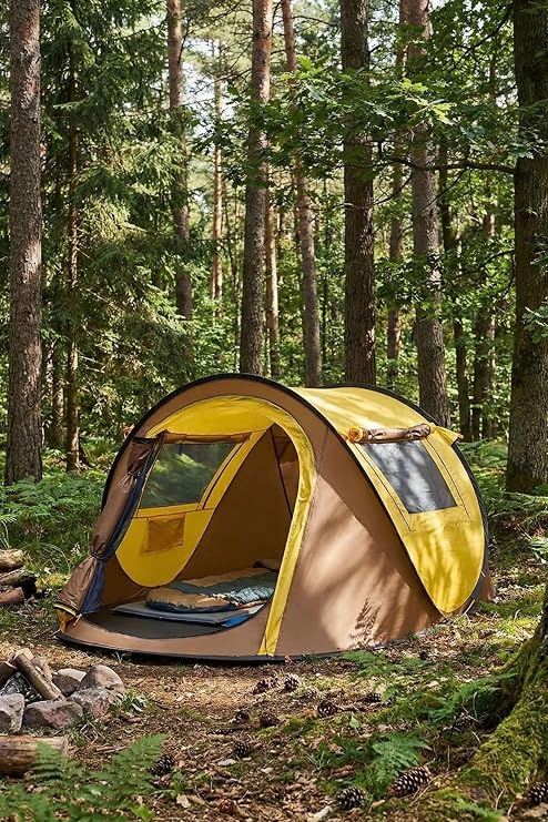 Buffer 2 Kişilik Vagon Tipi Yarı Otomatik Kamp Çadırı, Çift Kapılı, Çift Pencereli, Hafif Taşınabilir
