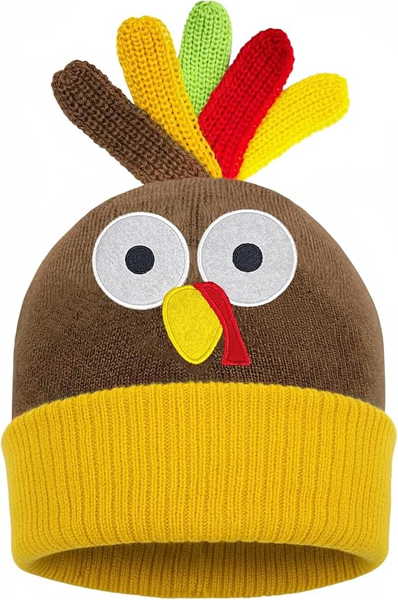 Thanksgiving Turkey Beanie Hats Knitted Turkey Hat for Adult Turkey Trot Running Costume for Thanksgiving Party