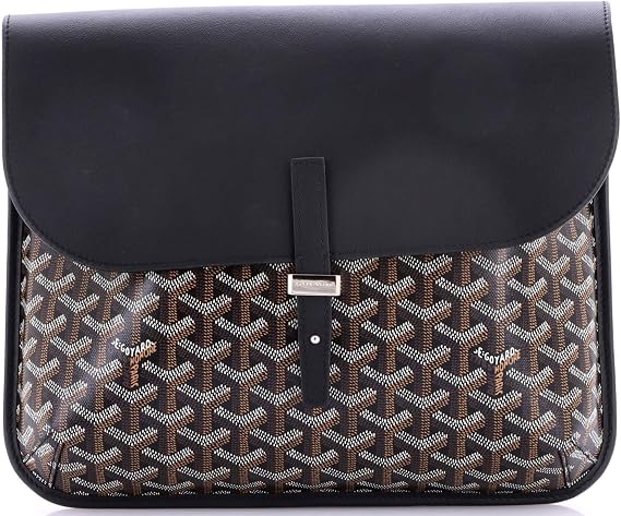 Pre-Loved Coursier Messenger Bag Coated Canvas and Leather, Black