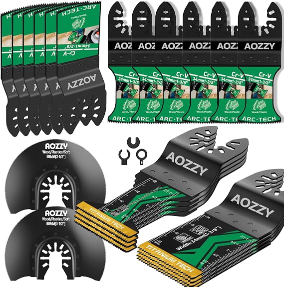 22PCS Multi Tool Blade Kit for Attaching Oscillating Tool,5 Oscillating Saw Blade Types for Cutting Metal, Wood, Plastic,Quick Release Multi Tool Blades Compatible with Makita Dremel Bosh