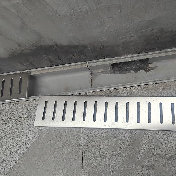 Drain Grate Rain Trench Drain System for Driveway Sewer, Channel Drains Outdoor with Removable Grate, French Drain Kit Under Ground Drainage System(60x10x6(23 5/8 x 4 x 2 3/8"))