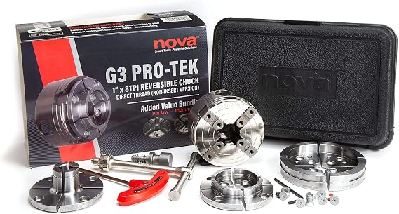 NOVA 48293 PREMIER PRO-TEK G3 CHUCK Bundle | 1" x 8tpi Direct Thread