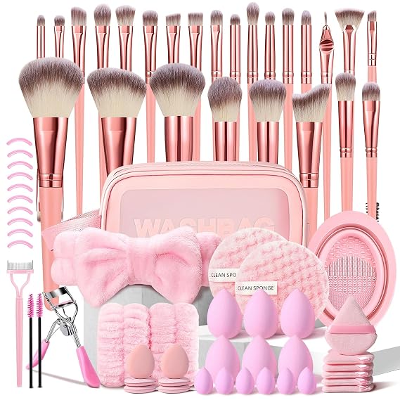 HGHDBT 70Pcs Pink Makeup Brushes Set Professional Makeup Kit Multi-functional Makeup Tool Set with Case Facial Makeup Accessories, Foundation Makeup Brush Kit Eye and Face Make up Brushes & Tools