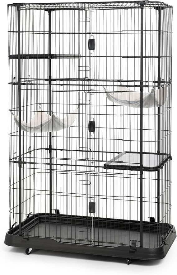 Prevue Pet Products Premium Deluxe Cat Home, Spacious Indoor Pen - Black