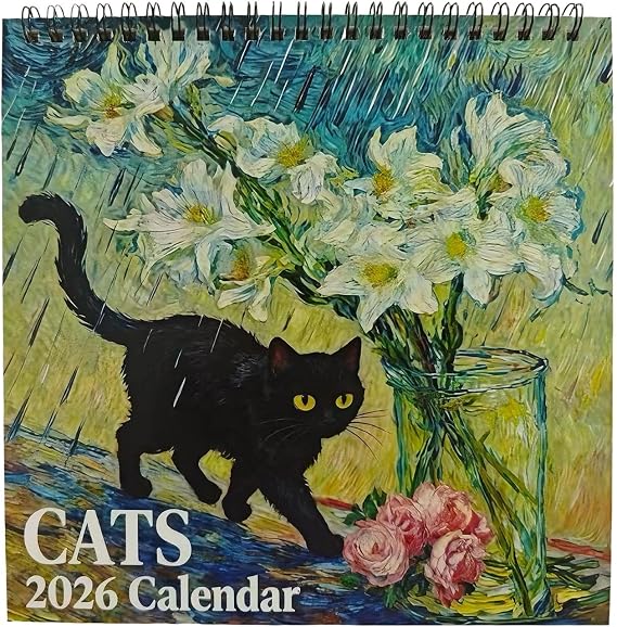 Cats In Famous Paintings Calendar, 2026 Cat Wall Calendar Funny Monthly Calendars With Cat Paintings Family Planner For Kitten Lovers Living Room Study Room Office Classroom, 21x21cm