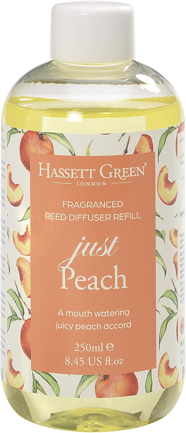 Hassett Green London - Just Peach - Fragrance Oil Reed Diffuser Refill - Larger Size 250ml Bottle