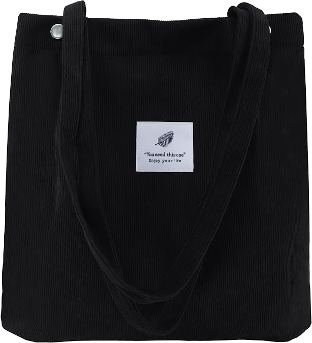 Corduroy Totes Bag,Women Cord Shoulder Handbags for Women Girls Big Capacity Shopping Tote Bag with Inner Pocket for School Shopping Work College Casual
