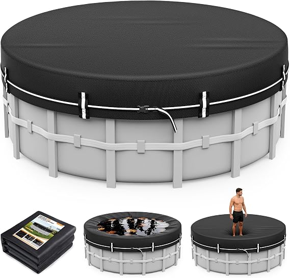 LXKCKJ 10 FT Round Pool Cover for Above Ground Pools, 420D Solar Oxford