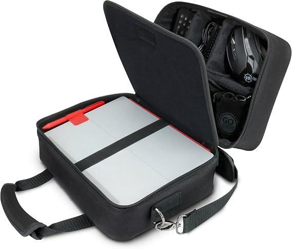 USA Gear Electronics Travel Organizer Tech Bag Case Custom Accessory Storage Compartments, Shoulder Strap & Padded Interior Compatible with Tablets, Portable Projectors & More Electronics
