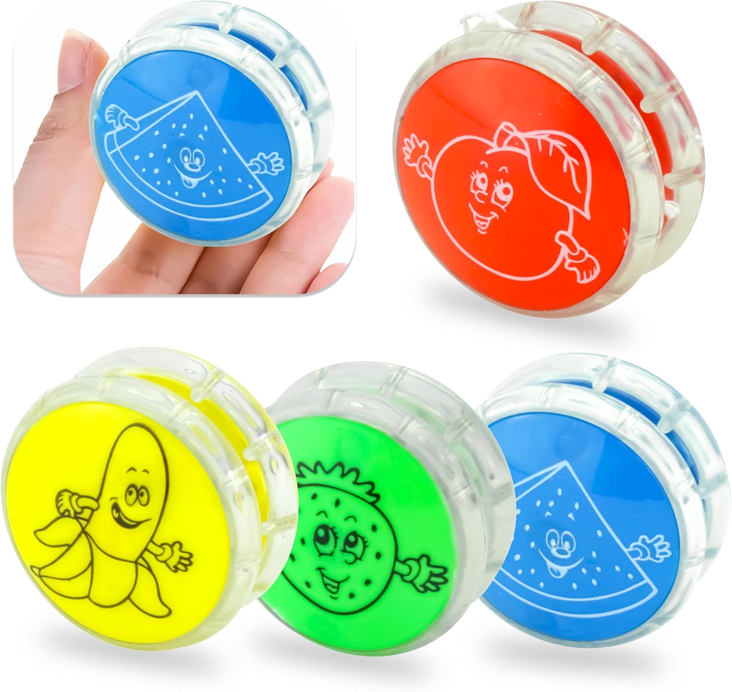 4Pcs Plastic Fruit Yoyo for Kids Dual Purpose Professional Responsive YoYo with Sturdy String | Children Outdoor Sports Juggle Toys for Beginners Tricks & Fun