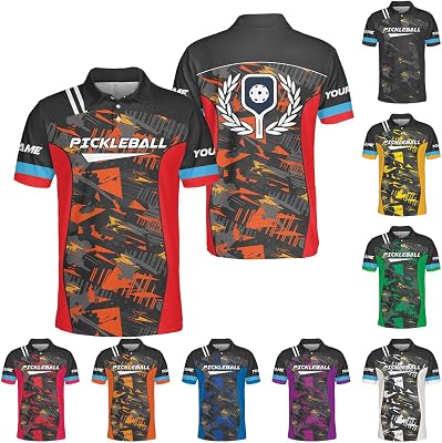 MoonArt Personalized 3D Pickleball Polo Shirt for Teams Custom Name Sport Fit Clothing Ideal Gift for Pickleball Players