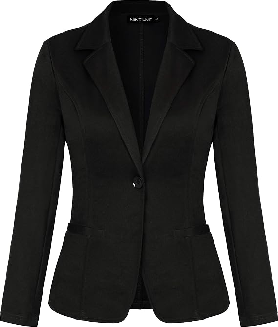 MINTLIMIT Women Clothing RS Womens Casual Basic Work Office Cardigan Tuxedo Blazer Jacket Open Front(Black,Size L)