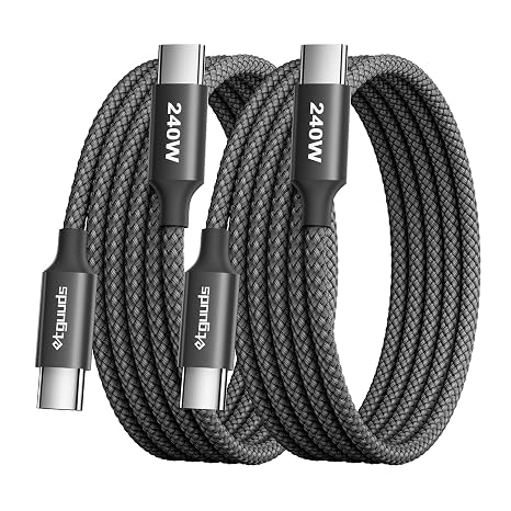 etguuds 240W USB C to USB C Cable 6ft, 2-Pack C to C Cable Fast Charging | for iPhone 17 16 15 Pro Max Plus Air, Samsung Galaxy S26 S25 S24 Series, Pixel, USBC Laptop MacBook iPad Type C Charger Cord