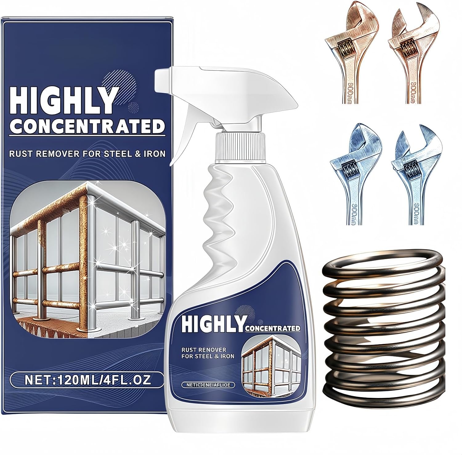 Rust Remover for Steel & Iron,Heavy Duty Metal Rust Remover,Rust Remover for Metal,Multipel Powerful Rust Remover from Metal Surfaces,Multiple Rust Remover Spray,Rust Converters & Rust Removers