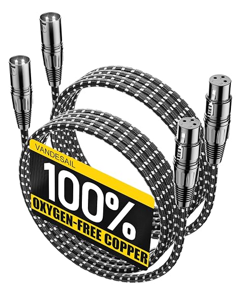 XLR Cables 1.8m / 6ft 2 Pack, Nylon Braided XLR Microphone Cable