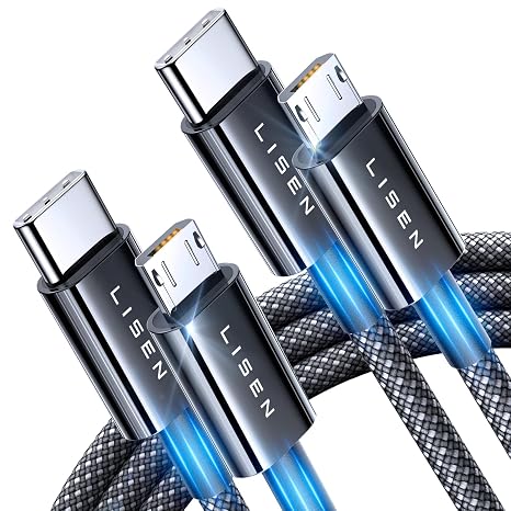 LISEN USB C to Micro USB Cable, 2Pack 3.3FT Micro USB to USB C Cable | Nylon Braided 3A Charging&480Mbps Data Transmission micro usb cable for Type C Wall Chargers/PS4/Xbox One/Old Kindle/Android