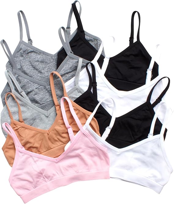 Sweet & Sassy Girls Bra 9Pack Seamless Training Cami Performance Bralette